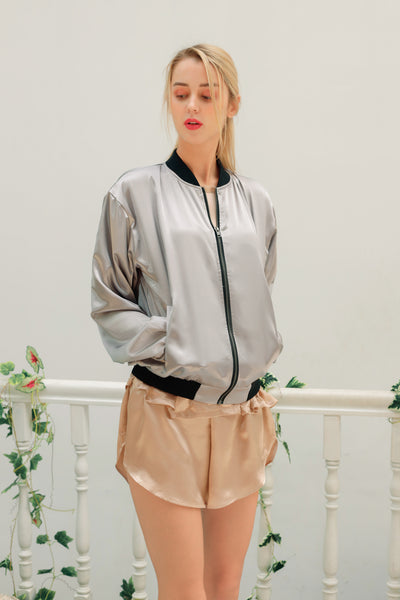 19 Momme Silk Unisex Bomber Jacket