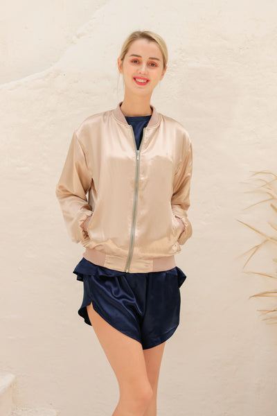 19 Momme Silk Unisex Bomber Jacket