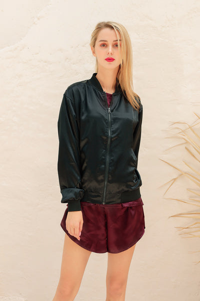 19 Momme Silk Unisex Bomber Jacket