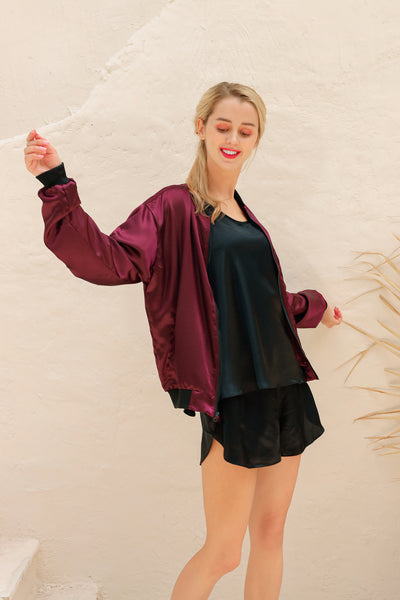 19 Momme Silk Unisex Bomber Jacket