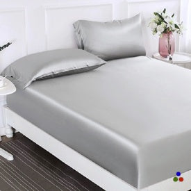 100% Silk 2-in-1 Fitted & Flat Sheet and Silk Pillowcases Set