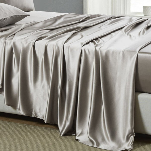 100% Silk 2-in-1 Fitted & Flat Sheet and Silk Pillowcases Set